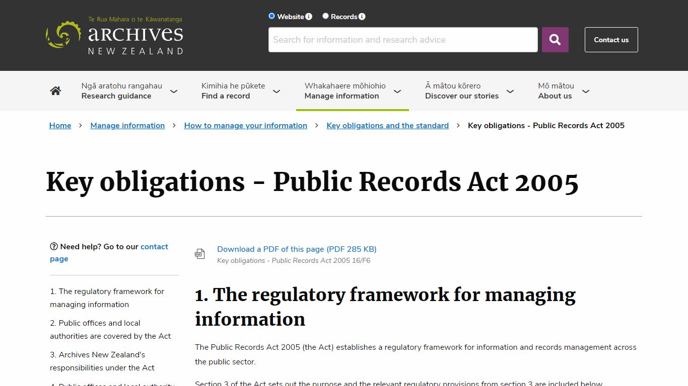 Key obligations - public records act 2005 – archives new zealand